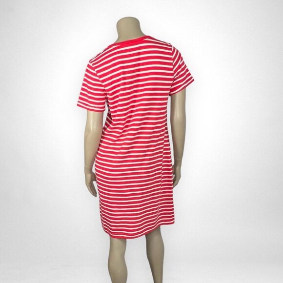 SONOMA Medium Striped Red Tee Shirt Jersey Dress Summer Vacation - Picture 3 of 7